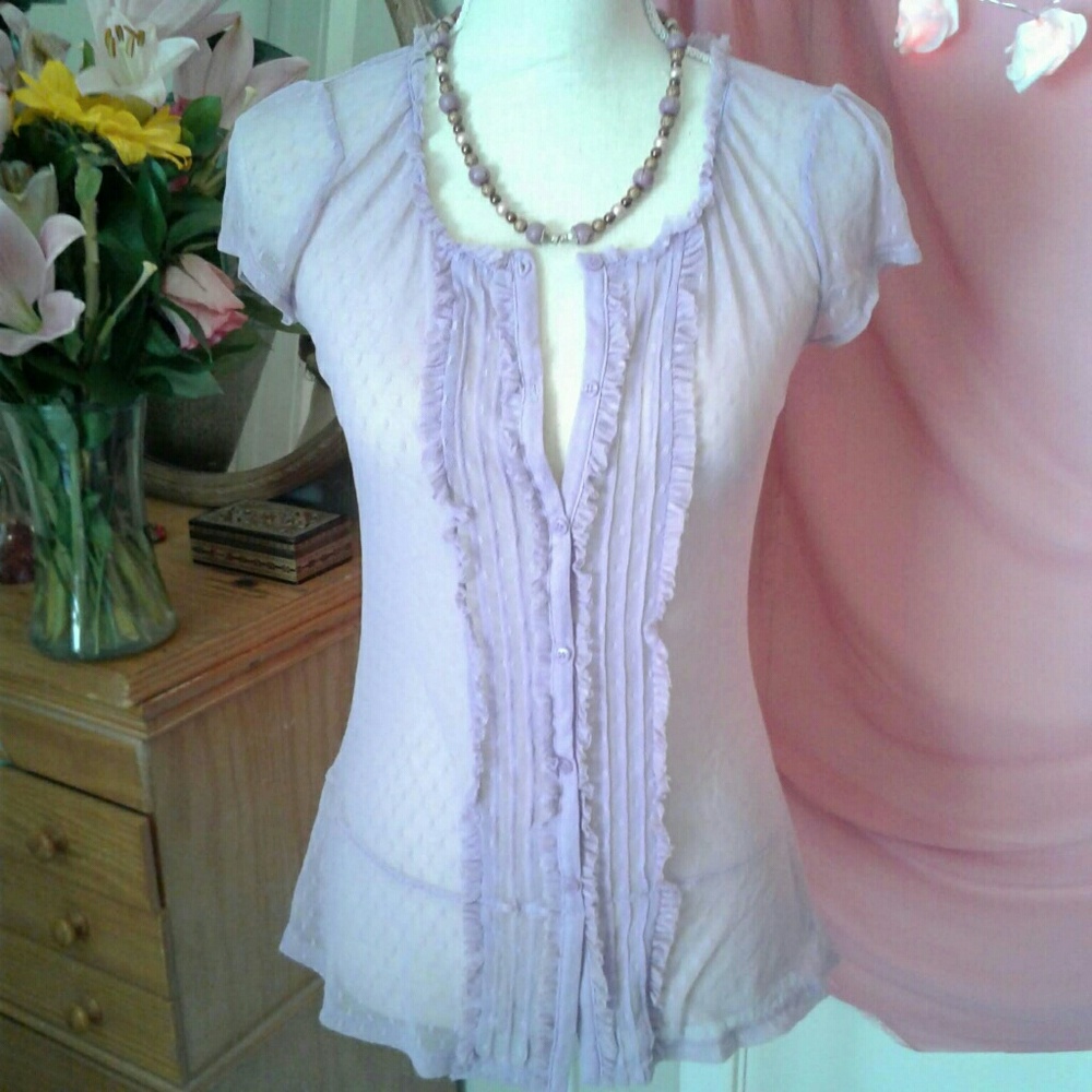 Sweet & Feminine Lilac & Ruffled Shear Express Top